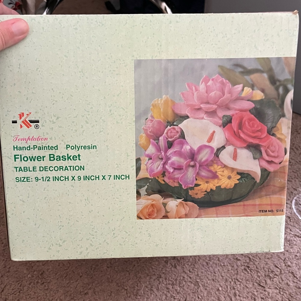 Temptation Hand Painted Polyresin Flower Basket
